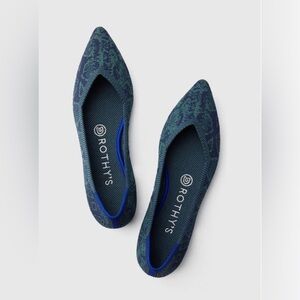 Retired Rothy's The Point Emerald Blue Snake Print 7